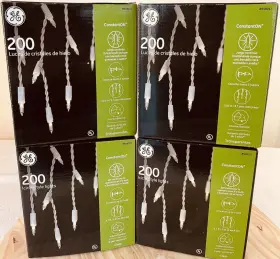 848017 Ge 4 Box-ge 200 Count Icicle-style Outdoor String Lights Clear Bulb White Wire