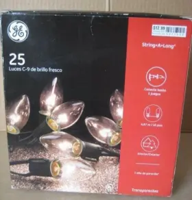 Vl19 Ge String-a-long 25 Clear C-9 Cool Bright Lights Green Wire