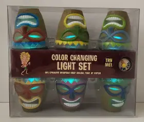 Gemmy 086786305355 Vintage 2004 Tiki Island Luau Lounge Color Changing Light Set