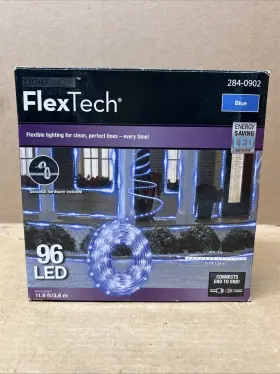 284-0902 Gemmy Lightshow Flextech 96 Led Flexible Light 11.9ft Long Blue New