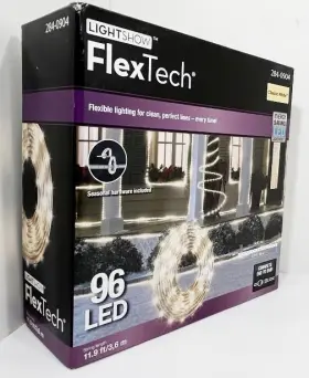 284-0904 Gemmy Lightshow Flextech 96 Led String Light 10ft Classic White 20k Hrs Nib