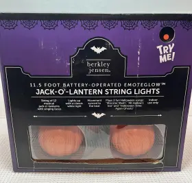 Gemmy Industries Corp 888670149904 Halloween Jack-o-lantern String Lights 11.5 Ft Musical Battery Operated New