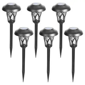 7012 Gigalumi 6 Pack Solar Pathway Lights Outdoor Metal Glass And Abs Landsca