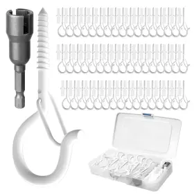 Hk-50 Giptime 50pcs Windproof Screw Q-hanger Hooks With Safety Buckle White