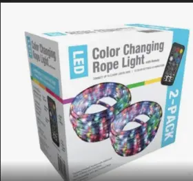 Global Value Lighting 840072825787 18 Color Changing Led Rope Light With Remote Control 2-p