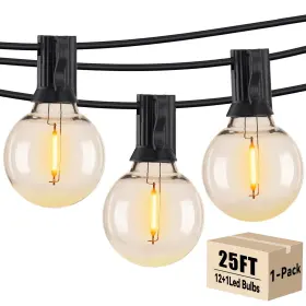 Globe 313091722721 25ft Outdoor String Lights 15w G40 Patio Waterproof Edison Bulbs