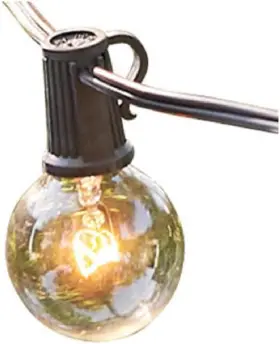 Tv-12873 Globe Monaco 25ft String Light Set 25 G40 Bulbs Warm Glow Indoor Outdoor Black Cord