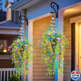 B0f9xwgp7j Goeswell Solar Artificial Flowers Hanging Basket Uv-resistant Fake Plants With Rgb String