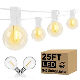 Goothy 009075450912 25ft Led Outdoor String Lights Christmas G40 Globe Patio Water