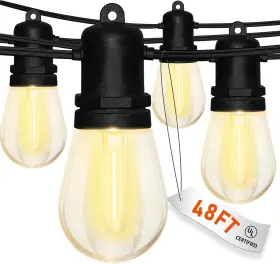 Goothy 313057169119 S14 Led Outdoor String Lights Christmas 48ft Patio Waterproof Wit