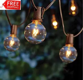 Goothy 445031093028 Outdoor String Lights 25ft Hanging Patio With 27 G40 Clear