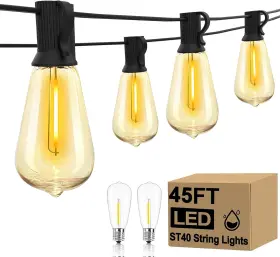 St40 Goothy 445046864804 Led Outdoor String Lights 45ft Patio With 32 Shatterproof Vin