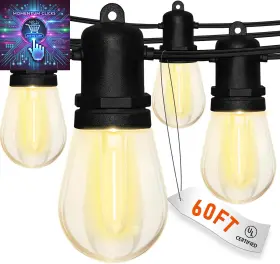 Goothy 744110628814 60ft Outdoor String Lights S14 30ft 2 Patio With Shatterproof E12 Led