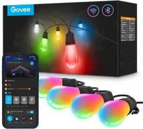 Govee 682310215161 Smart Outdoor String Lights Rgbic Warm White 96ft 2 Ropes Of 48ft Led Bulbs Govee 682310215161 Smart Outdoor String Lights Rgbic Warm White 96ft 2 Ropes Of 48ft Led Bulbs