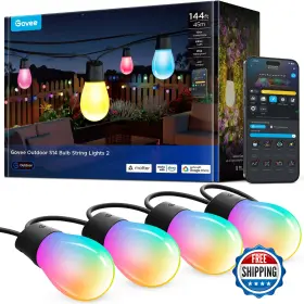 B0f21xb7f2 Govee S14 144ft Smart Rgbic Warm White Outdoor Patio String Lights 2