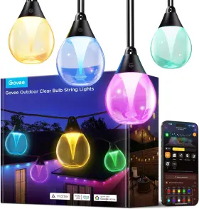 H7025 Govee Outdoor Clear Bulb String Lights 48ft Rgbwic With 15 Dimma