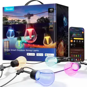 H8025ab1 Govee 48ft Smart Outdoor Clear Bulb String Lights