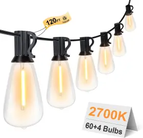 Gpatio 445034761702 120ft Outdoor String Lights Waterproof Patio With 64 Hanging Ligh