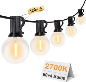 Gpatio 711181221633 120ft Outdoor String Lights Waterproof Patio With 64 Hanging Glob