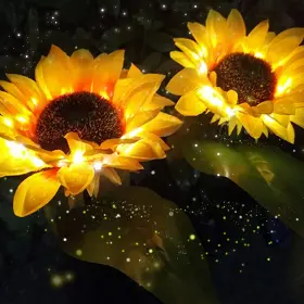 Greenke 853221367034 Solar Lights Outdoor Led Sunflower Path Decorative Waterproof Garden