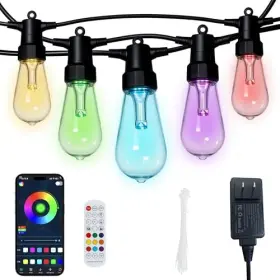 Yz-rgb-100l Guangzhou Yuzhifushi Youxiangongsi Smart Outdoor String Lights 2-pack Color Changing St48 Multi-color Led 100ft