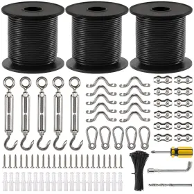 Hsm-dcpj-02 Guattine String Light Hanging Kit 300 Ft Nylon Coated Stainless Steel Cable And Enough Ac