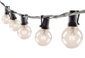 Guddl 445027230253 Outdoor String Lights 75ft Patio With 80 G40 Bulbs 5 Spare Connectable