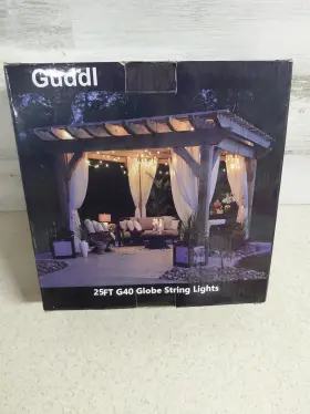 74384 Guddl 25ft Outdoor String Lights G40 Globe Bulbs Patio Yard Garden Waterproof Lighting