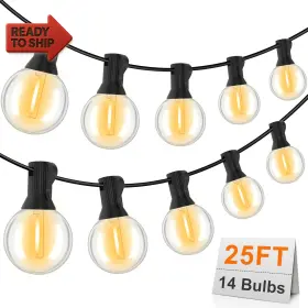 Gvvoohome 445042515533 Outdoor String Lights Led Patio Hanging With Waterproof G40 Globe Plast