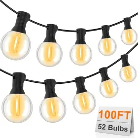 Hcp096-sl3 Gvvoohome Outdoor String Lights 100ft G40 Led Patio 2700k With 52 Shatterproof