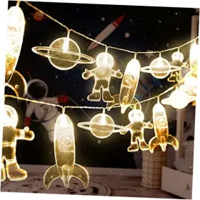 Gz-lt300t Gzero 10 Led Childrens Room String Light Astronaut Spaceship Rocket Pendants