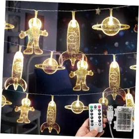 Gz-lt300t-20 Gzero 20 Led Childrens Room String Light Astronaut Spaceship 20-led Warm White