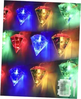 Gz-lt303cp-20-fba Gzero Iridescent Big Diamond String Lights 10ft 20 Led Fairy Light Color-diamond