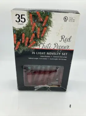 H F Craft 741895741400 35 Count Red Chili Pepper String Light Novelty Set Indoor Outdoor 16ft Decor