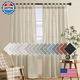 B0cdgg41gn H.versailtex Linen Textured Semi Sheer Curtains Light Filtering 2 Panels 52x84