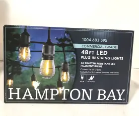 1004683595 Hampton Bay 24-light 48 Ft Indoor/outdoor String Light Led Bulbs Included New