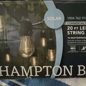 1004762972 Hampton Bay 20 Ft Led Solar String Lights 10 Shatterproof Bulbs