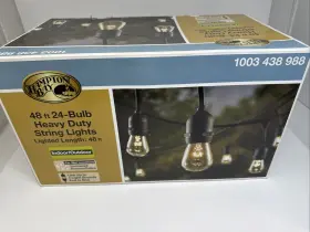 1003438988 Hampton Bay 438988 48 Ft 24 Bulb Heavy Duty String Lights Indoor Outdoors #1003438988