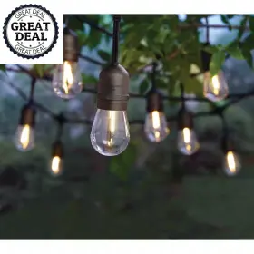 Hampton Bay 711181038644 24-light Plug-in Indoor/outdoor Patio String Light S14 Single Filament Led Bulbs