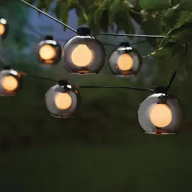 Hampton Bay 744111021157 8-light 10 Ft. Black Indoor/outdoor Plug-in String Light With Smoky Glass Shades