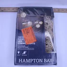 1008 Hampton Bay 842674051830 String Light Small Rattan Plug-in Integrated Led Bulb 10-light 11 Ft
