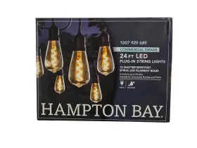 1007 Hampton Bay 850008271335 12-light 24ft Outdoor/indoor Black Plug-in Novelty Bulb Led Lights
