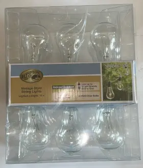 1002 Hampton Bay 887628065105 Vintage String Lights-12ps50 Clear Bulbs 11 Ft. Indoor/outdoor New