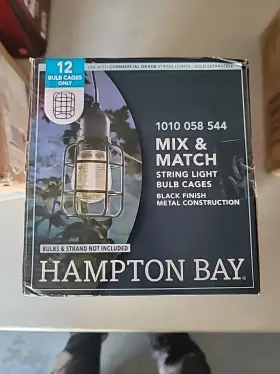 C7991 Hampton Bay 1 New String Light Metal Bulb Cages 12 Black Finish