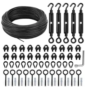 B0cpdk6bwl Hannger 100ft Black Globe String Light Hanging Kit Suspension Wire Rope Cable
