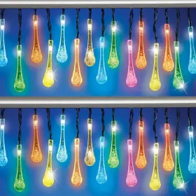 39160 Hdfl 9-ft Solar Led Color Changing Rain Drop String Lights Outdoor Porch Yard Decor