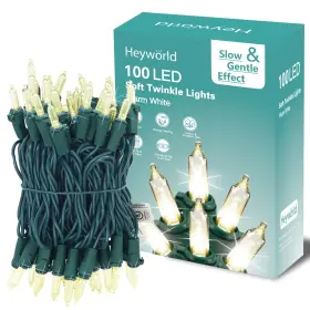 B0d69xrd3y Heyworld 100 Led Warm White Slow Twinkle Christmas String Lights Ul Certified 27ft