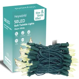 B0d7hlrfvp Heyworld 50 Led Warm White Christmas Mini Twinkle Lights 7ft Green Wire Ul Ip44