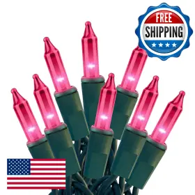 B0dpslxwq4 Hishiny 100 Pink Christmas Tree String Lights Green Wire Indoor Outdoor Ul 21ft