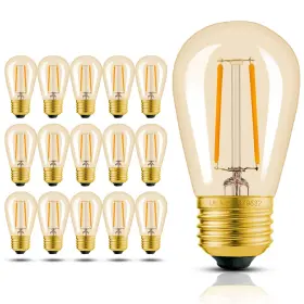 B076jhk6v9 Hizashi 15 Pack S14 Led Bulbs Outdoor String Lights Amber 2200k Dimmable Waterpr
